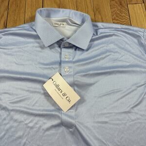 NWT Collars and Co Men’s Size XL Dress Collar Polo Shirt Blue Houndstooth